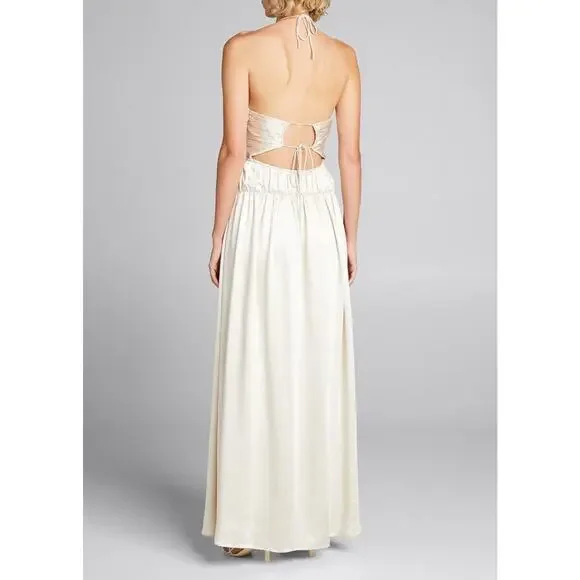 Jonathan Simkai Clementine Open Back Halter Gown Stone - S
